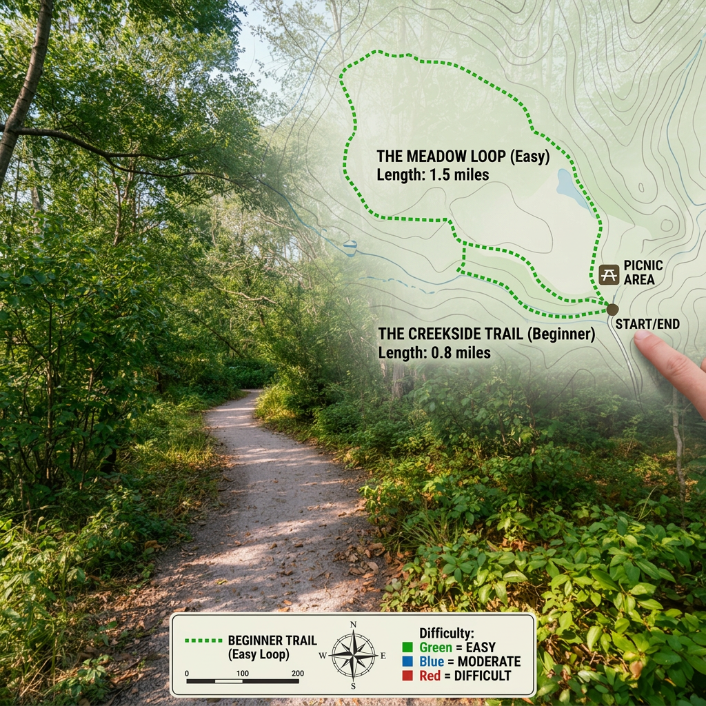 Een kort en makkelijk wandelpad met een kaart erbij