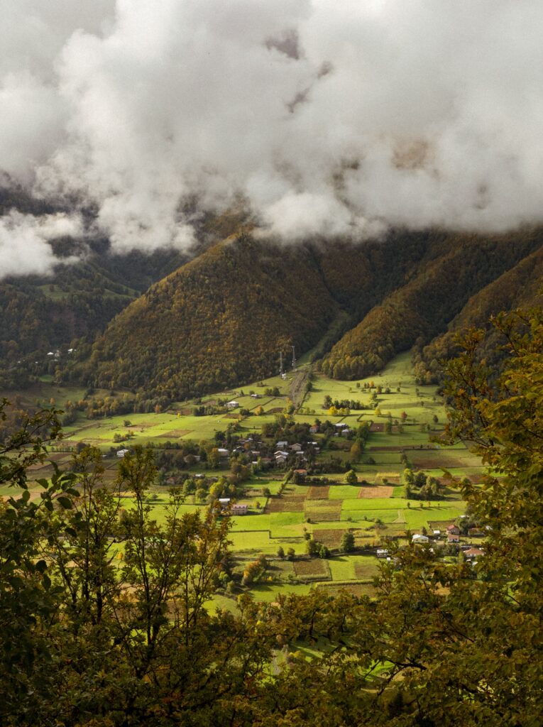 Foto van een groen landschap vanboven genomen